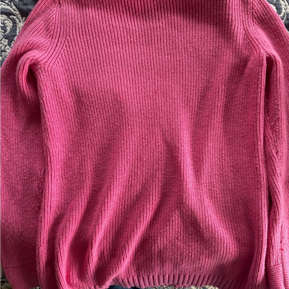 Talbots Bright Pink Ribbed Crewneck Sweater - Picture 3 of 4